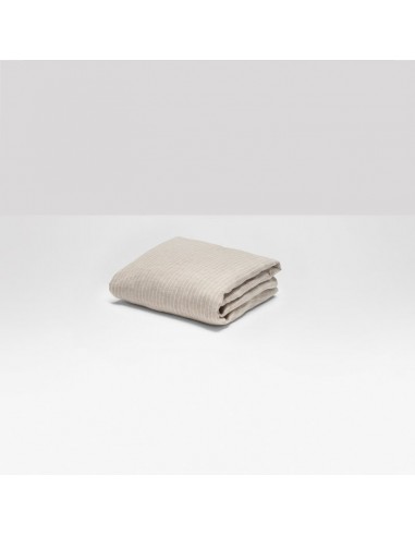 Washed linen fitted sheet 190g/m² • White Stripes Fin de série