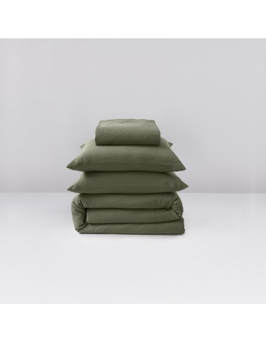 185g/m² cotton gauze bed linen set • Forest Green le concept de la Pate a emporter 