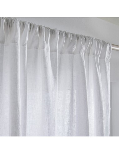 Washed linen curtain with gathering tape • White Les magasins à Paris