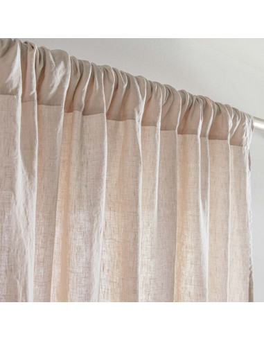 Washed linen curtain with gathering tape • Sand Beige le des métaux précieux