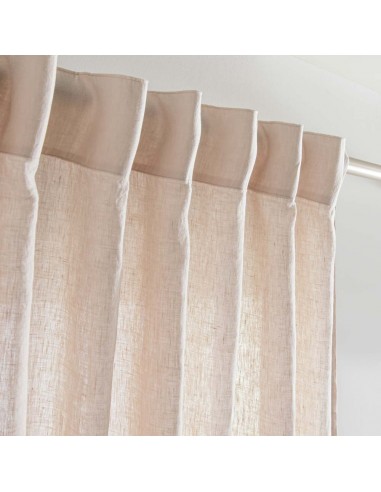 Washed linen curtain with ruffles • Sand Beige du meilleur 