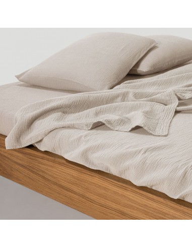 Flat sheet in cotton gauze 185g/m² • Sand Beige pas cher 