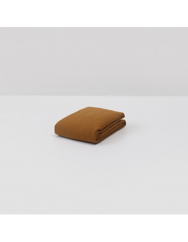 Mocha washed linen fitted sheet solde