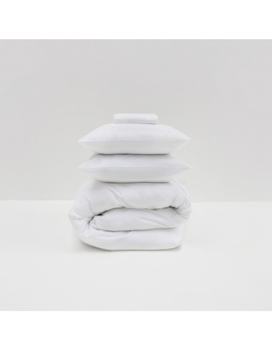 Parure de lit en percale de coton lavé 120 fils • Blanc plus qu'un jeu 