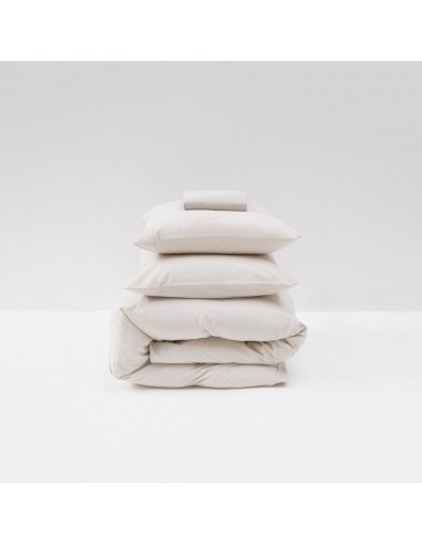 Parure de lit en percale de coton lavé 120 fils • Beige Sable Paris Déstockage Promo