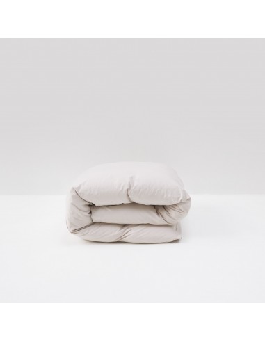 Housse de couette en percale de coton lavé 120 fils • Beige Sable brillant des détails fins