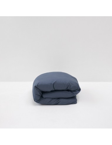 Housse de couette en percale de coton lavé 120 fils • Bleu Orage Véritable concentré