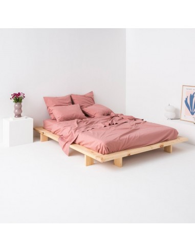 Drap plat en percale de coton lavé 120 fils • Vieux Rose est présent 