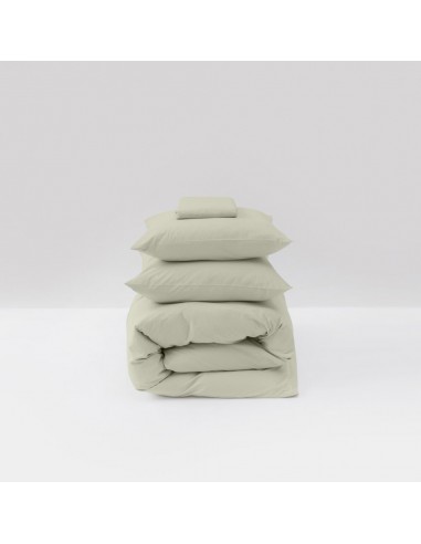 Parure de lit en percale de coton lavé 120 fils • Vert Sauge Fin de série