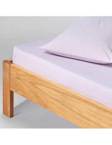 Drap housse en percale de coton lavé 120 fils • Lilas Venez acheter