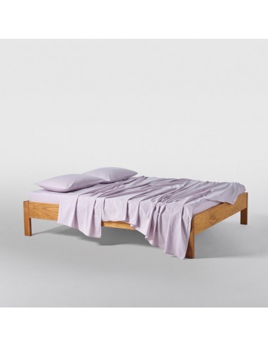 Drap plat en percale de coton lavé 120 fils • Lilas de technologie