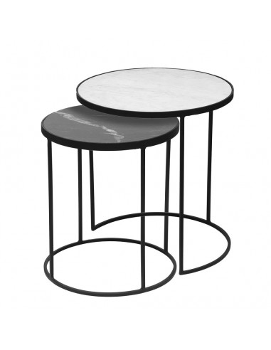 Set de 2 tables marble blanc et noir Faites des économies