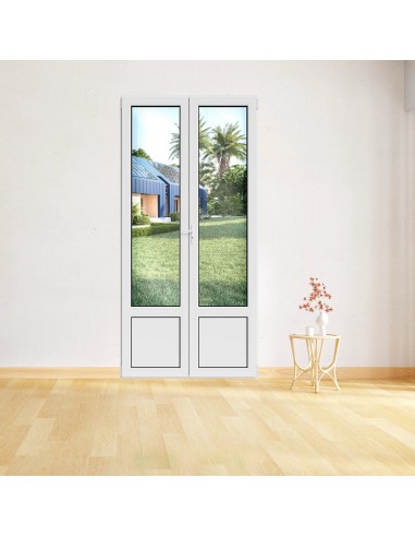 Porte fenêtre PVC 2 vantaux blanc H 218 x L 106 cm de pas cher