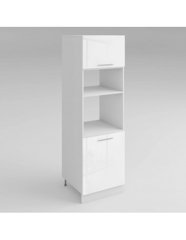 Meuble de cuisine colonne de four - micro-ondes blanc laqué 2 portes L 60 x H 200 cm 2023