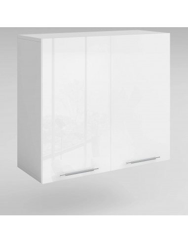 Meuble de cuisine haut blanc laqué 2 portes 2 étagères L 80 x H 72 cm En savoir plus