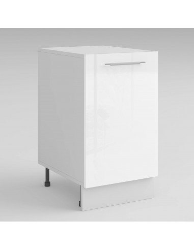 Meuble de cuisine bas blanc laqué 1 porte 1 étagère L 40 x H 72 cm ( Partie haut non couvert ) pas cheres