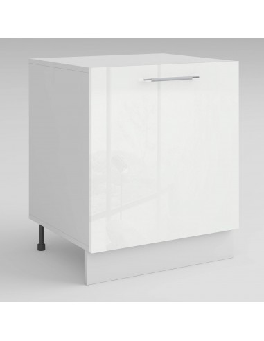 Meuble de cuisine bas blanc laqué 1 porte 1 étagère L 60 x H 72 cm ( Partie haut non couvert ) acheter