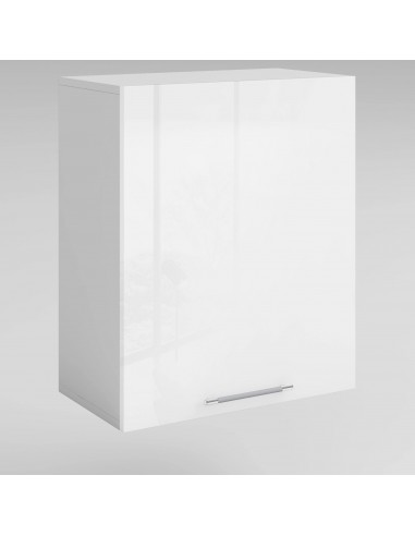 Meuble de cuisine haut blanc laqué 1 porte 2 étagères L 60 x H 72 cm en stock