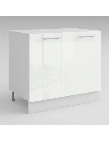 Meuble de cuisine bas blanc laqué 2 portes 1 étagère L 80 x H 72 cm ( Partie haut non couvert ) shop