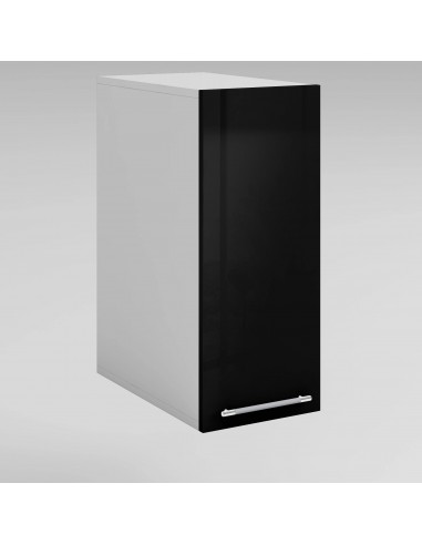 Meuble de cuisine haut noir laqué 1 porte 2 étagères L 30 x H 72 cm livraison gratuite