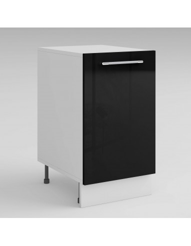 Meuble de cuisine bas noir laqué 1 porte 1 étagère L 40 x H 72 cm ( Partie haut non couvert ) pas cheres