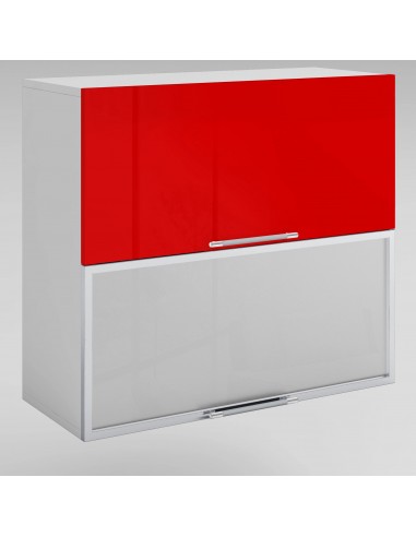 Meuble de cuisine haut vitré rouge laqué 2 portes 1 étagère L 80 x H 72 cm Vous souhaitez 