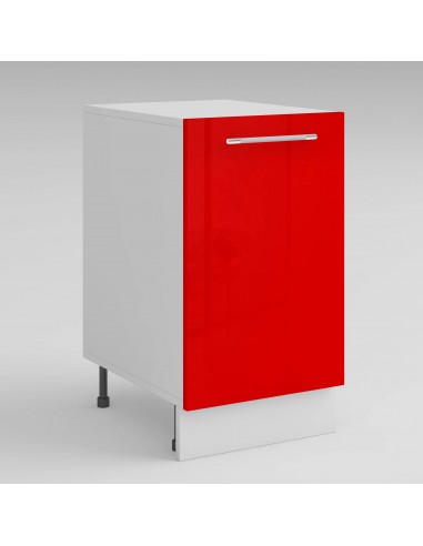 Meuble de cuisine bas rouge laqué 1 porte 1 étagère L 40 x H 72 cm ( Partie haut non couvert ) s'inspire de l'anatomie humaine