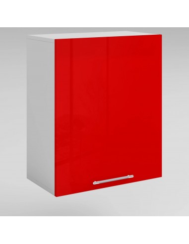 Meuble de cuisine haut rouge laqué 1 porte 2 étagères L 60 x H 72 cm Le MVP de beaucoup