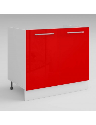 Meuble de cuisine sous évier rouge laqué 2 portes L 80 x H 72 cm ( Partie haut non couvert ) pas cher chine