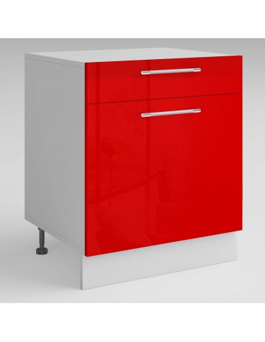 Bas L60xH72 rouge laqué - 1 porte 1 tiroir coulissant  ( Partie haut non couvert ) 50-70% off 