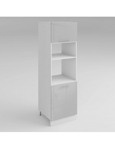 Meuble de cuisine colonne de four - micro-ondes gris laqué 2 portes L 60 x H 200 cm Par le système avancé 