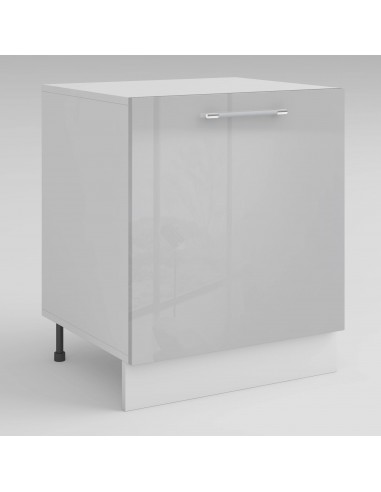 Meuble de cuisine sous évier gris laqué 1 porte 2 étagères L 60 x H 72 cm ( Partie haut non couvert ) Par le système avancé 