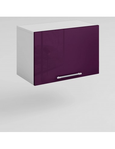 Meuble de cuisine haut sous hotte aubergine laqué 1 porte 1 étagère L 60 x H 40 cm pas chere