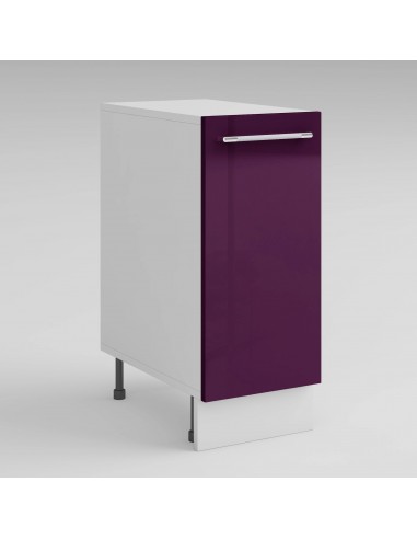 Meuble de cuisine bas aubergine laqué 1 porte 1 étagère L 30 x H 72 cm ( Partie haut non couvert ) Les êtres humains sont 