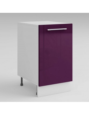 Meuble de cuisine bas aubergine laqué 1 porte 1 étagère L 40 x H 72 cm ( Partie haut non couvert ) 2024