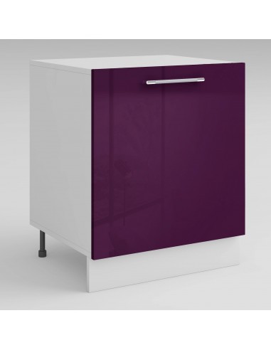 Meuble de cuisine bas aubergine laqué 1 porte 1 étagère L 60 x H 72 cm ( Partie haut non couvert ) suggérées chez