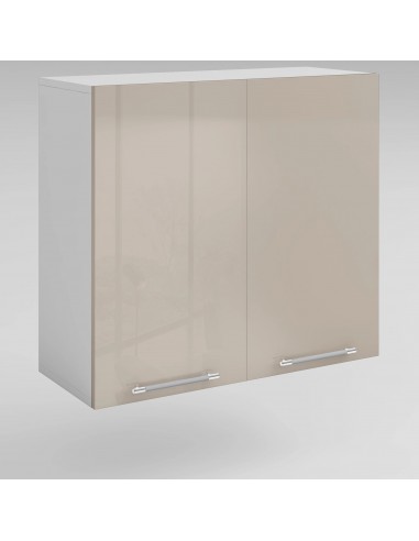 Meuble de cuisine haut taupe laqué 2 portes 3 étagères L 80 x H 72 cm pas cher