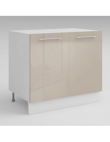 Meuble de cuisine bas taupe laqué 2 portes 1 étagère L 80 x H 72 cm ( Partie haut non couvert ) pas cher 