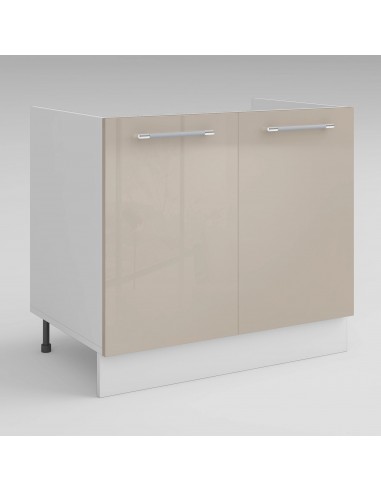 Meuble de cuisine sous évier taupe laqué 2 portes L 80 x H 72 cm ( Partie haut non couvert ) de la marque