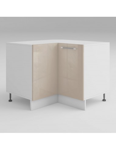 Meuble de cuisine bas d'angle taupe laqué 2 portes 1 étagères L 90 x 90 x H 72 cm ( Partie haut non couvert ) 50-70% off 