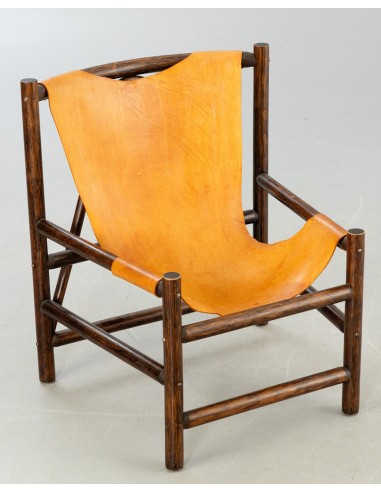 Carl Axel Acking style armchair wood and leather Sweden 1960 Voir les baskets