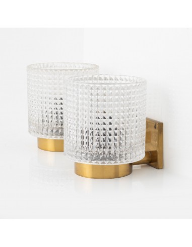 Carl Fagerlund for Orrefors Brass and Glass Pair of Sconces Sweden 1960 sur le site 