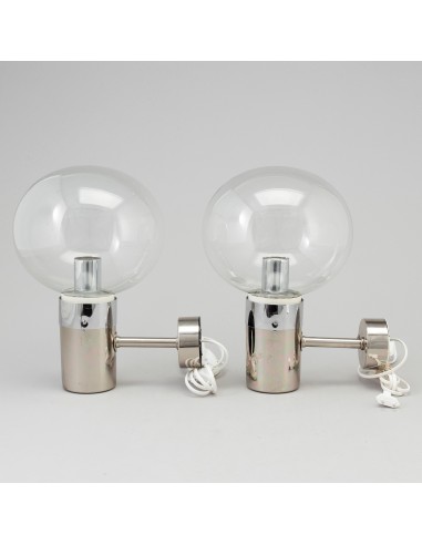 A pair of wall lamps by STEFF Chrome and Glass Germany c. 1980 en ligne