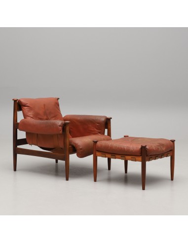 Eric Merthen Amiral Armchair with Pouf Rosewood  Ire Möbler, Sweden 1960 offre 