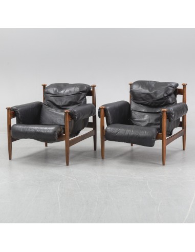 A pair of Eric Merthen armchair mod "Amiral" rosewood or IRE Mobel AB Sweden sur le site 