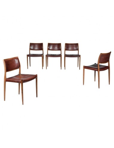 Niels Otto Moller Rosewood Armchair Mod N° 80 Set of 5 available Comment ça marche