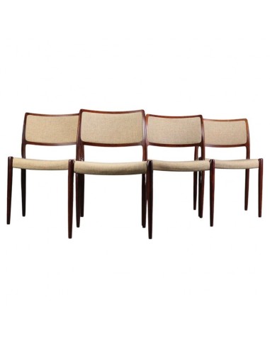 Niels Otto Moller Rosewood Armchair Mod N° 80 Set of 4 france