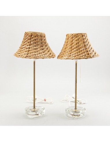 Boréns Boras table Lamps Glass with original straw shade Sweden 1960 commande en ligne