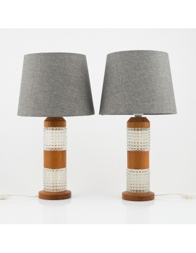 Orrefors table lamps Teak and Glass set of 2 , Sweden, 1960 Les magasins à Paris et en Île-de-France