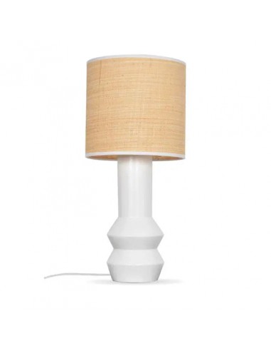 Lampe de table en rotin en linge